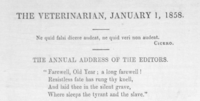 ‘The Veterinarian’ Vol 31 Issue 1 – January 1858