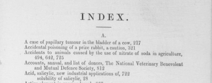 Index to ‘The Veterinarian’ Vol 49 – 1876