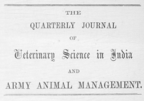 Index to “The Quarterly Journal of Veterinary Science in India and Army Animal Management” Vol 1 - 1883