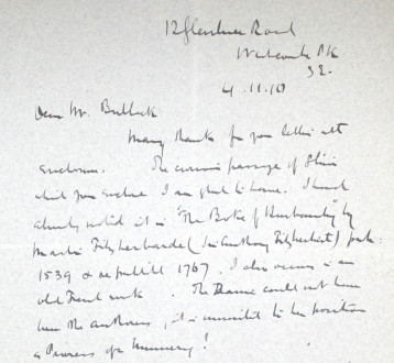 2 - Letter to Fred Bullock from Frederick Smith, 4 Nov 1910