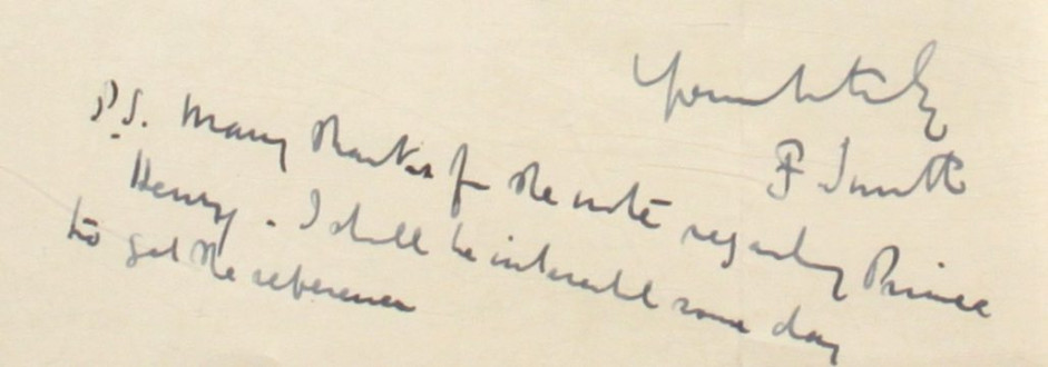 1 - Letter to Fred Bullock from Frederick Smith, 7 Feb 1915