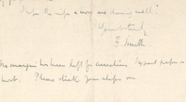 9 – Letter to Fred Bullock from Frederick Smith, 5 Mar 1917