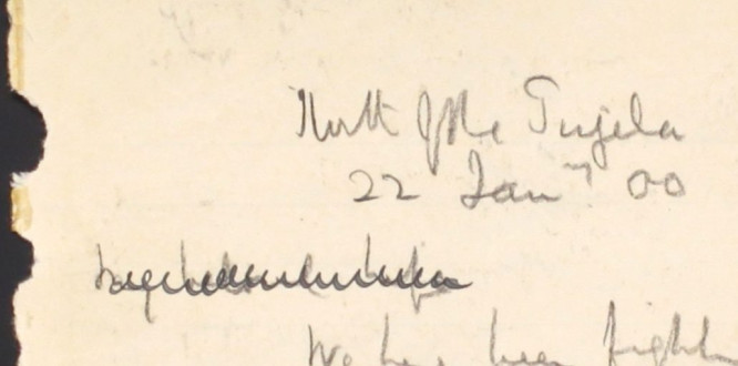 8 – Letter to Mary Ann Smith from Frederick Smith, 22 Jan 1900