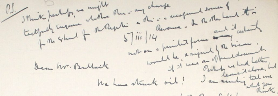 20 - Letter to Fred Bullock from Frederick Smith, 5 Mar 1914