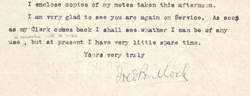 33 - Letter to Frederick Smith from Fred Bullock, 5 Sep 1914