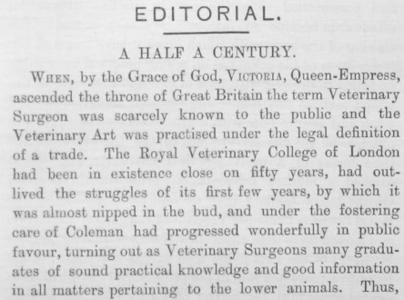 “The Quarterly Journal of Veterinary Science in India and Army Animal Management” Vol 5 Issue 20 – July 1887