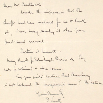 16 – Letter to Fred Bullock from Frederick Smith, 8 Mar 1920