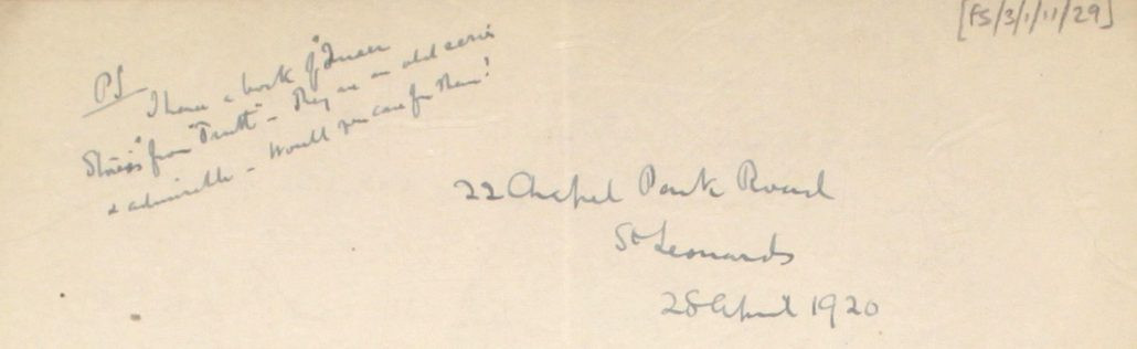 29 – Letter to Fred Bullock from Frederick Smith, 28 Apr 1920