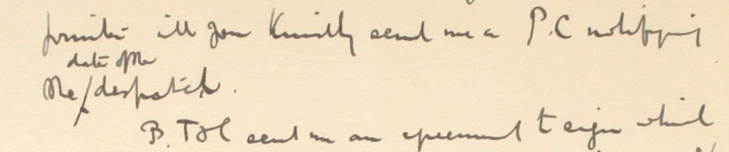 65 – Letter to Fred Bullock from Frederick Smith, 1 Dec 1920