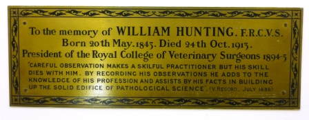 Plaque which accompanies the portrait of William Hunting