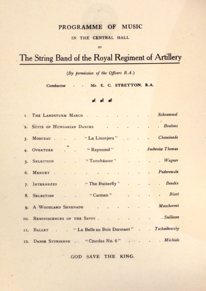 Programme of music at the reception