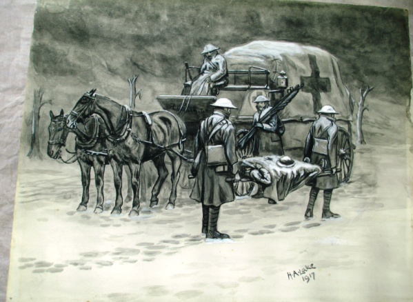 Horse pulled ambulance by Herbert Lake 1917