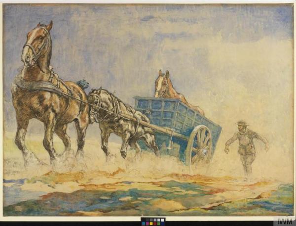 A Horse Ambulance Pulling a Sick Horse out of a Field by Edwin Noble