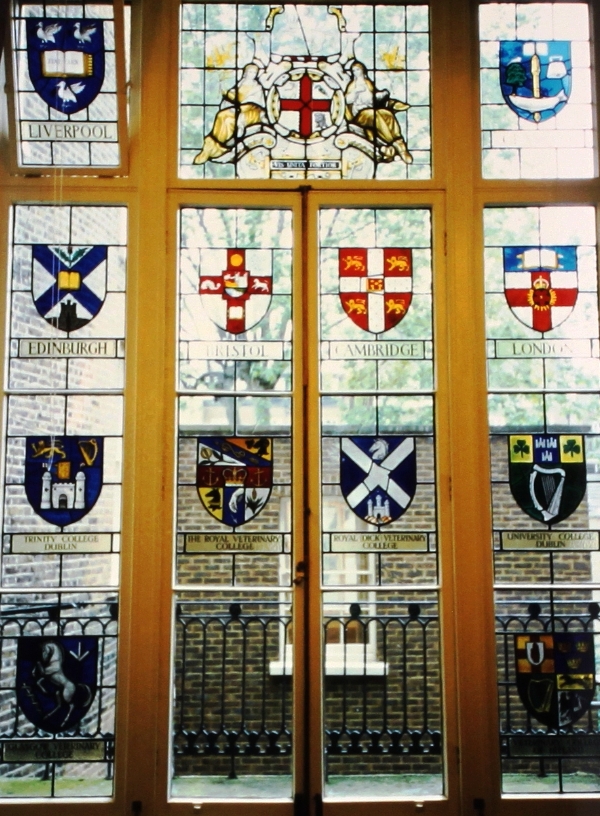 Window containing the Coats of Arms in Belgrave Square