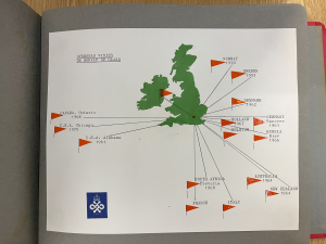 Diagram of some of Olga's overseas trips for Glaxo