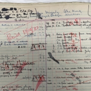 An open ledger showing financial transactions