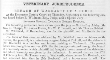 Breach of warranty of a horse