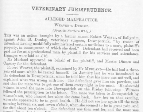 Alleged malpractice. Weaver v. Dunlop.